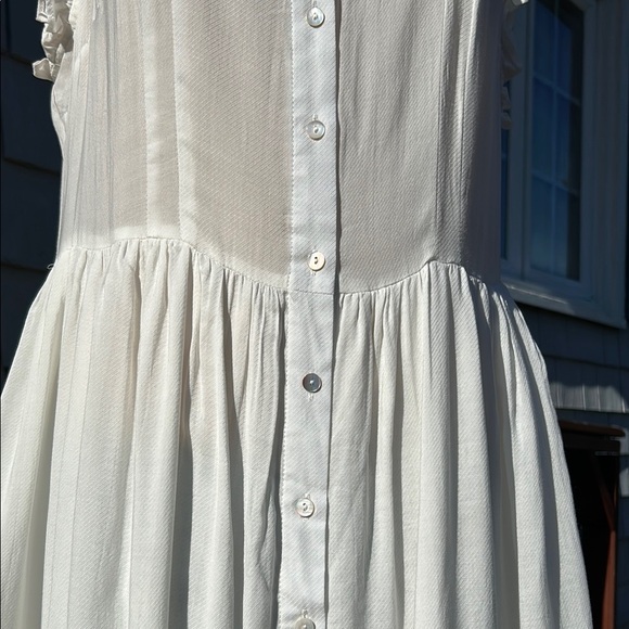 BURU Off-White Rayon Ruffled Sleeveless Dress Size Large - Picture 5 of 9